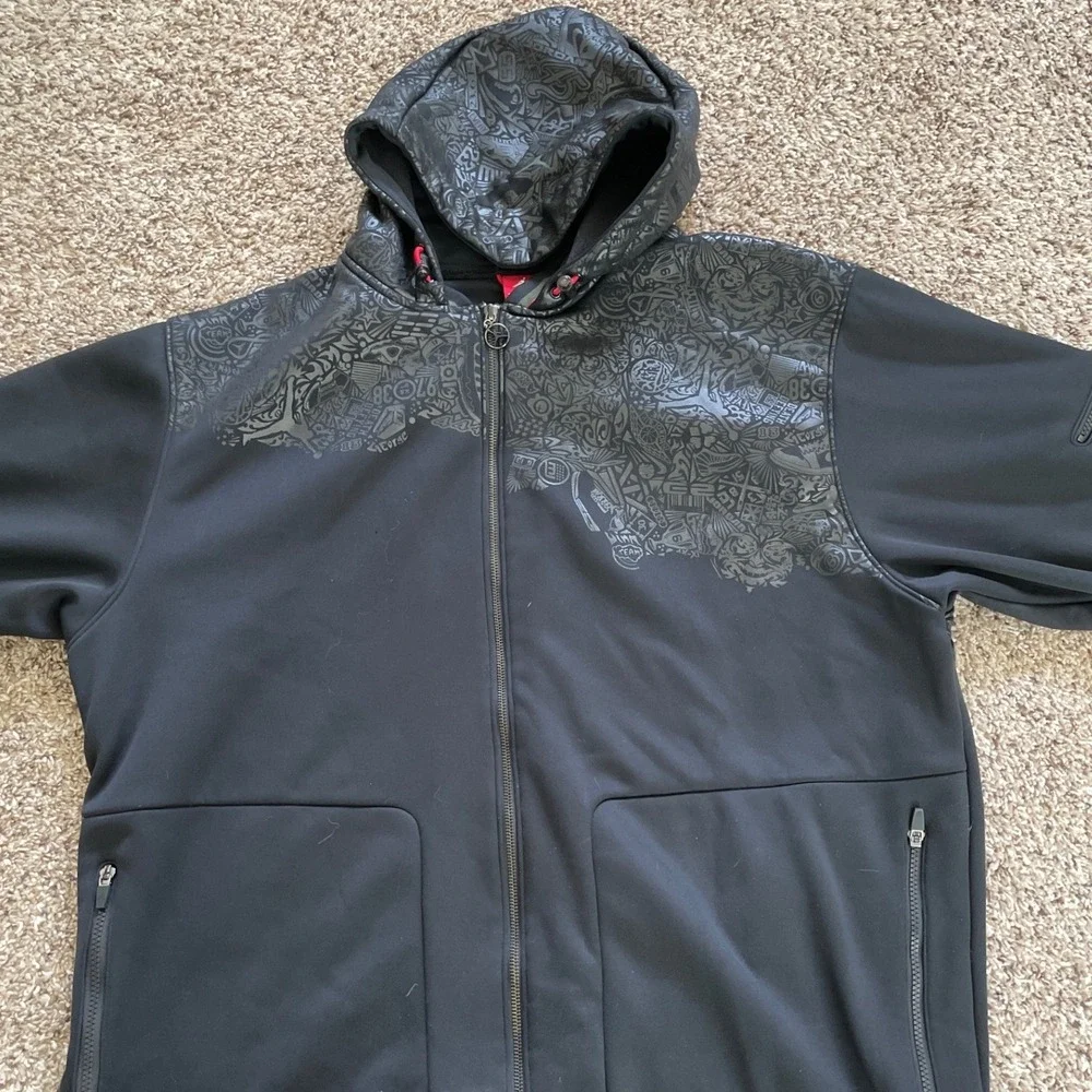 Jordan Mens 3XL Full Zip Hoodie Black Graphic Red Label Sweatshirt Urbancore‎